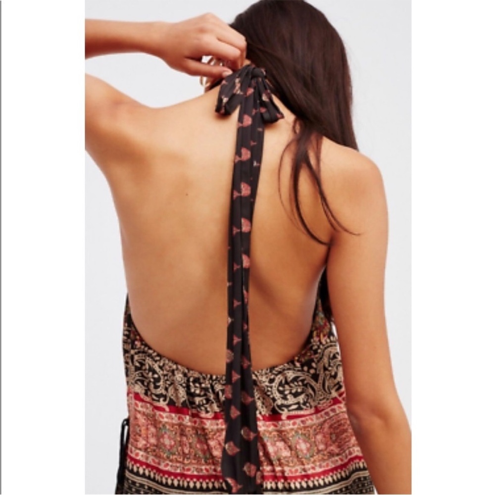 Bohemian Halter Maxi Dress - Black and Pink - Picture 3 of 8